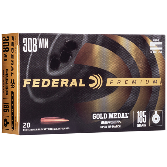 FED GOLD MEDAL 308WIN 185GR BERGER OTM 20/10 - Sale